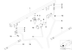 E36 M3 3.2 S50 Sedan / Fuel Preparation System Valves Pipes Of Fuel Injection System