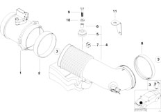 E39 540i M62 Touring / Fuel Preparation System Hot Film Air Mass Meter