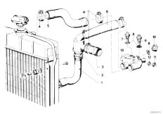 E12 518 M10 Sedan / Engine/  Cooling System Thermostat Water Hoses-2