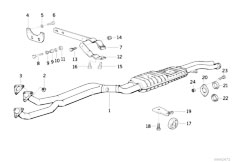 E36 325i M50 Cabrio / Exhaust System/  Exhaust Pipe Front Silencer