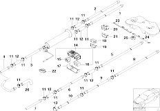E38 740i M62 Sedan / Fuel Supply Fuel Pipe And Mounting Parts