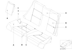 E46 323Ci M52 Cabrio / Individual Equipment Individual Cover Seat Rear Leather Q9