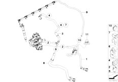 F01 730d N57 Sedan / Fuel Preparation System/  Fuel Pipes Mounting Parts