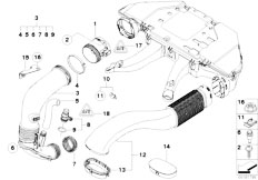 E70 X5 3.0sd M57N2 SAV / Fuel Preparation System/  Hot Film Air Mass Meter Clean Air Pipe