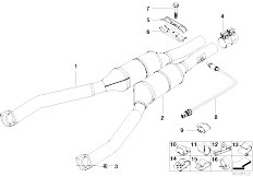 E38 740iL M62 Sedan / Exhaust System Exhaust Pipe Catalytic Converter