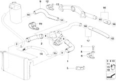 E38 L7 M73 Sedan / Engine Cooling System Water Hoses