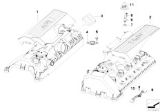 E61 545i N62 Touring / Engine/  Cylinder Head Cover Mounting Parts