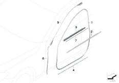 F02 730Ld N57 Sedan / Bodywork Door Weatherstrip Front