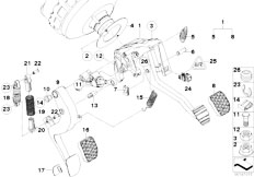 E88 135i N54 Cabrio / Pedals Pedal Assembly W Over Centre Helper Spring