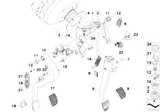 E88 135i N54 Cabrio / Pedals Pedal Assembly W Over Centre Helper Spring-2