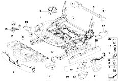 E88 125i N52N Cabrio / Seats/  Front Seat Rail Mechanical Single Parts