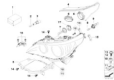 E61 545i N62 Touring / Lighting/  Individual Parts For Halogen Headlamp
