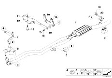 E61 523i N52 Touring / Exhaust System/  Front Silencer