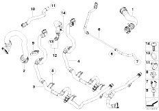 E88 135i N54 Cabrio / Radiator Cooling System Water Hoses-2