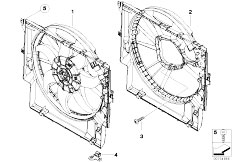 E88 135i N54 Cabrio / Radiator Fan Housing Mounting Parts