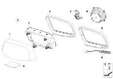 E61 530xd M57N2 Touring / Vehicle Trim/  Mounting Parts Outside Mirror