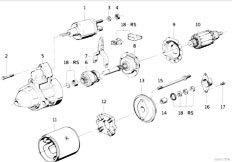 E34 518i M43 Sedan / Engine Electrical System/  Starter Parts 1 4kw