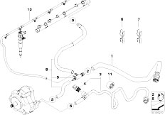 E60 535d M57N Sedan / Fuel Preparation System Fuel Lines