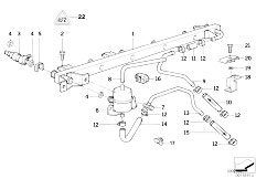 E32 735iL M30 Sedan / Fuel Preparation System/  Valves Pipes Of Fuel Injection System-2