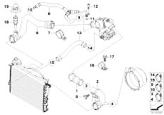 E38 750iLS M73N Sedan / Engine/  Cooling System Water Hoses