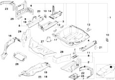 E46 325i M54 Sedan / Bodywork/  Mounting Parts For Trunk Floor Panel