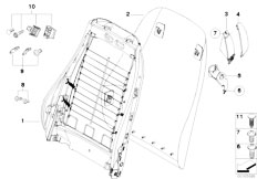 E85 Z4 2.2i M54 Roadster / Seats/  Front Seat Backrest Frame Rear Panel