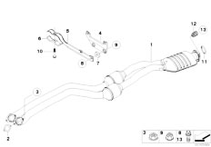 E88 135i N54 Cabrio / Exhaust System Catalytic Converter Front Silencer