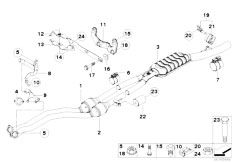 E60N 525i N52N Sedan / Exhaust System/  Catalytic Converter Front Silencer