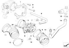 E36 320i M52 Cabrio / Fuel Preparation System/  Secondary Throttle Housing Tube Asc