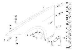 E92 330xd M57N2 Coupe / Bodywork/  Front Side Panel Mounting Parts