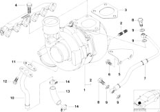 E38 730d M57 Sedan / Engine/  Turbo Charger With Lubrication