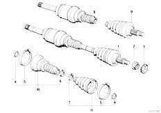 E30 325ix M20 4 doors / Front Axle/  Final Drive Frnt Axle Output Shaft 4whl