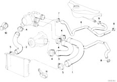 E34 535i M30 Sedan / Engine Cooling System Water Hoses