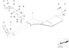 E36 323ti M52 Compact / Exhaust System/  Catalytic Converter Front Silencer