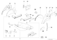 E36 318i M43 Cabrio / Bodywork Floor Panel Trunk Wheel Housing Rear