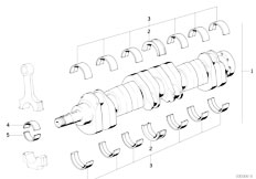 E32 730iL M30 Sedan / Engine/  Crankshaft With Bearing Shells