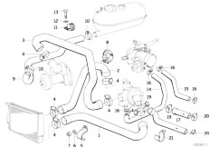E30 320i M20 Cabrio / Engine/  Cooling System Water Hoses