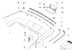 E39 520d M47 Sedan / Vehicle Trim/  Rear Bumper Trim Panel From 9 00