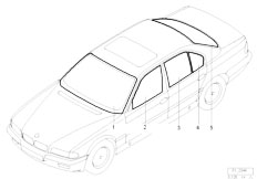 E38 750iLS M73 Sedan / Vehicle Trim/  Glazing