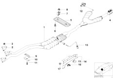 E39 528i M52 Touring / Exhaust System/  Catalytic Converter Front Silencer