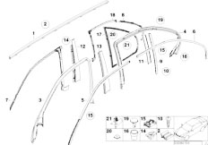 E39 530i M54 Sedan / Vehicle Trim/  Door Covers Roof Mouldings Mountng Parts