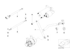 E65 745i N62 Sedan / Engine Electrical System/  Battery Cable Cable Starter