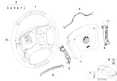 E39 540i M62 Touring / Steering/  Wood Multifctn Steer Wheel Smart Airbag