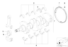 E36 318is M44 Coupe / Engine/  Crankshaft With Bearing Shells