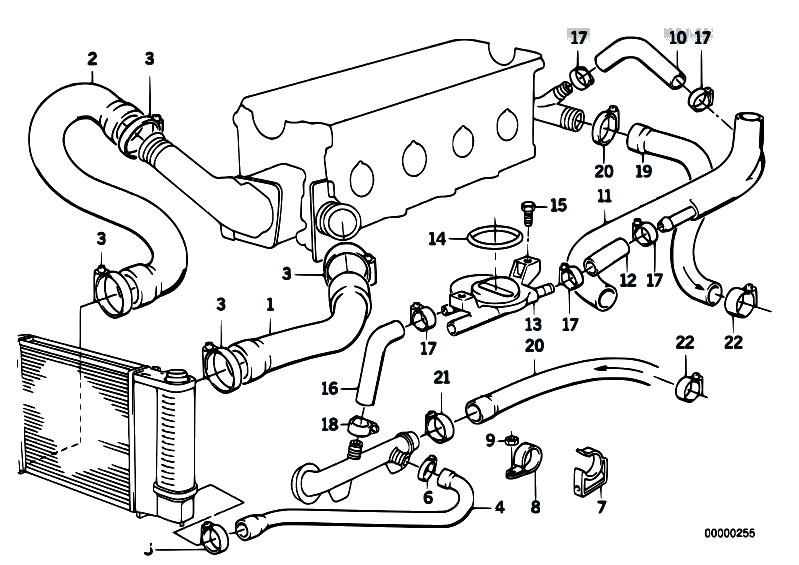 Original Parts For E30 318i M40 Cabrio Engine Cooling System Water Hoses Estore Central Com