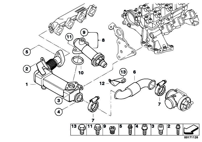 EGR Valve Cooler for BMW 5 Series E60 E61 520d, 525d, 530d, 535d  11717790065 AGR