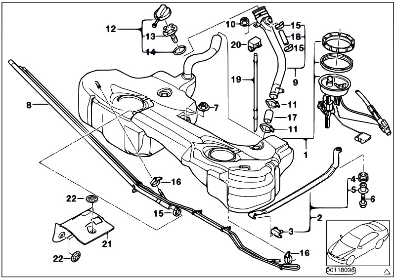 Genuine BMW Fuel Filler Hose, Fuel Tank To Filler Neck, For 740i, 740iL, 750iL, Part 16111182200
