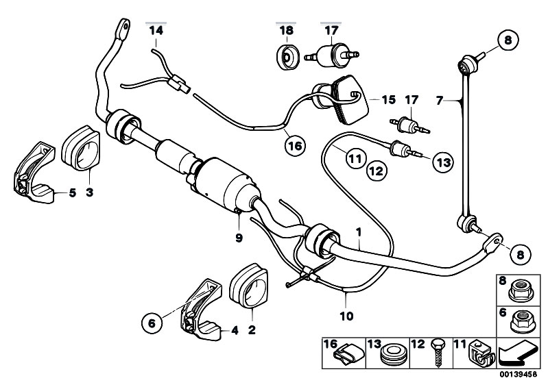 ORIGINAL BMW Koppelstange Stabistange 7er E38 Z8 E52 vorne 31351095695