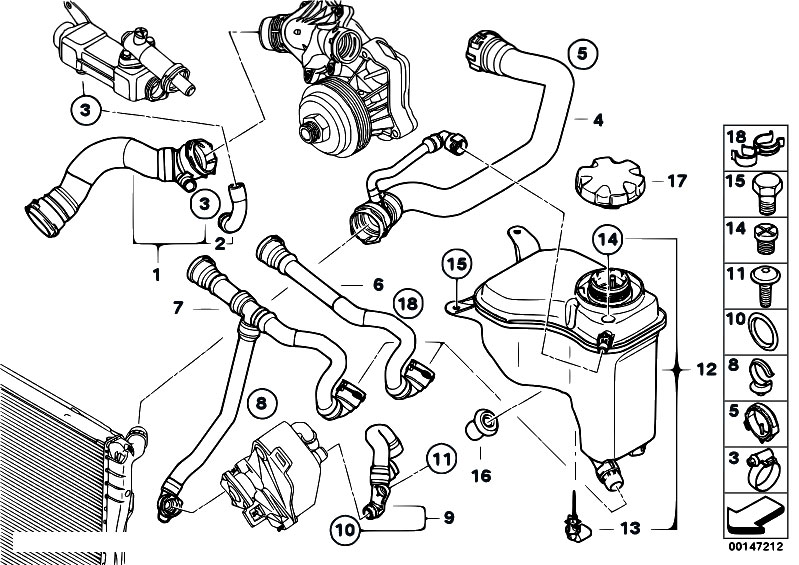 Original Parts for E90 325d M57N2 Sedan / Radiator/ Cooling System