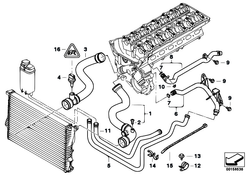 Original Parts for E39 525i M54 Touring / Engine/ Cooling System Water Hoses - eStore-Central.com